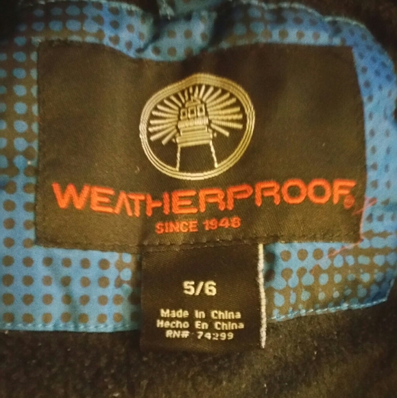 BOYS Blue Heavy Winter Coat WEATHERPROOF Size 5/6 - Picture 8 of 9